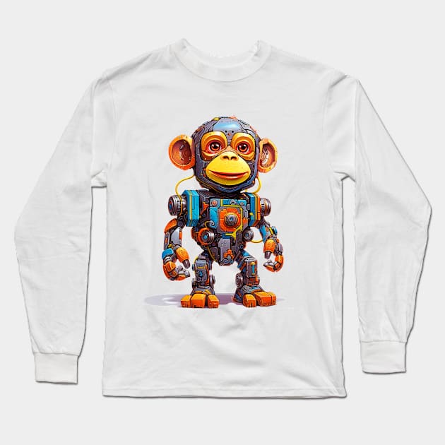 Cartoon monkey robots. T-Shirt, Sticker. Long Sleeve T-Shirt by AndreKENO